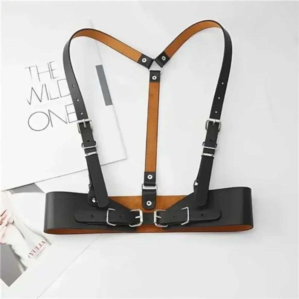 Waist Punk Harness Belt Fashion Body Chain Black Leather Goth Rave Adjustable